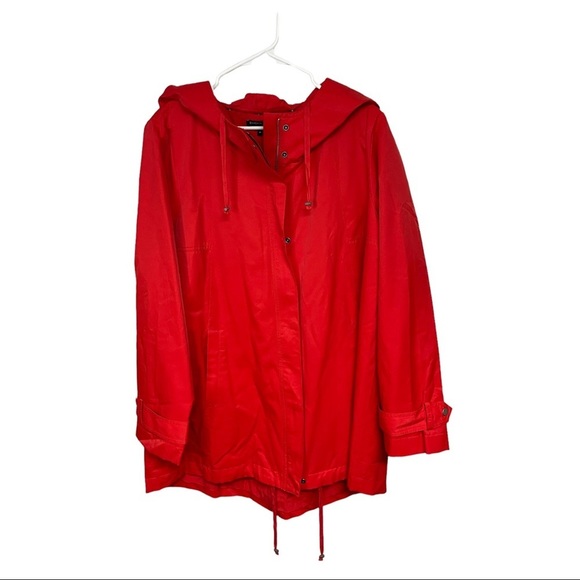 Eileen Fisher Jackets & Blazers - EILEEN Fisher Lightweight Fully Lined Nylon Hooded Long Jacket, Red, XL